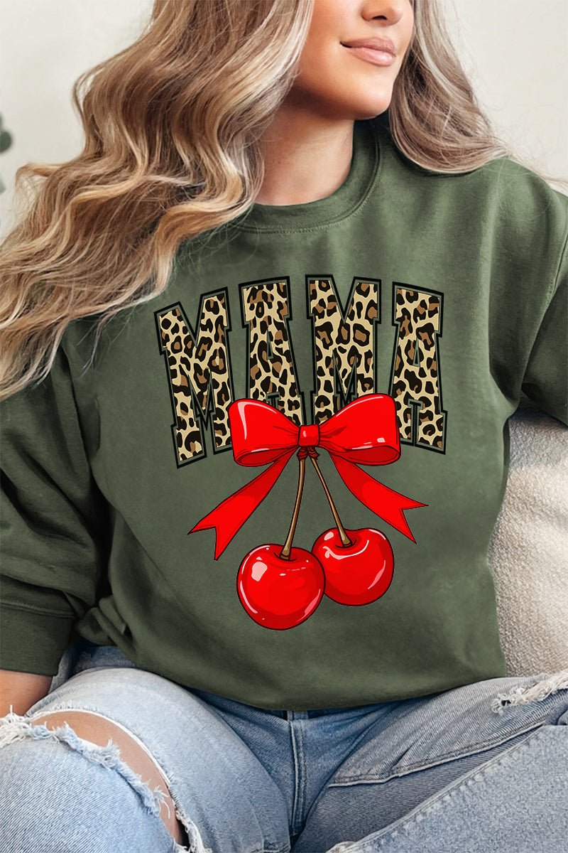 Heavy - weight Unisex Crew Sweatshirt with Leopard Cherry Mama Design