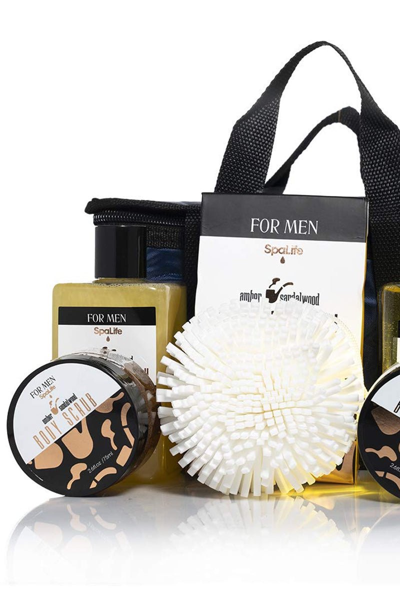 Exquisite Men's Seven - Piece Amber Sandalwood Bath and Body Gift Set