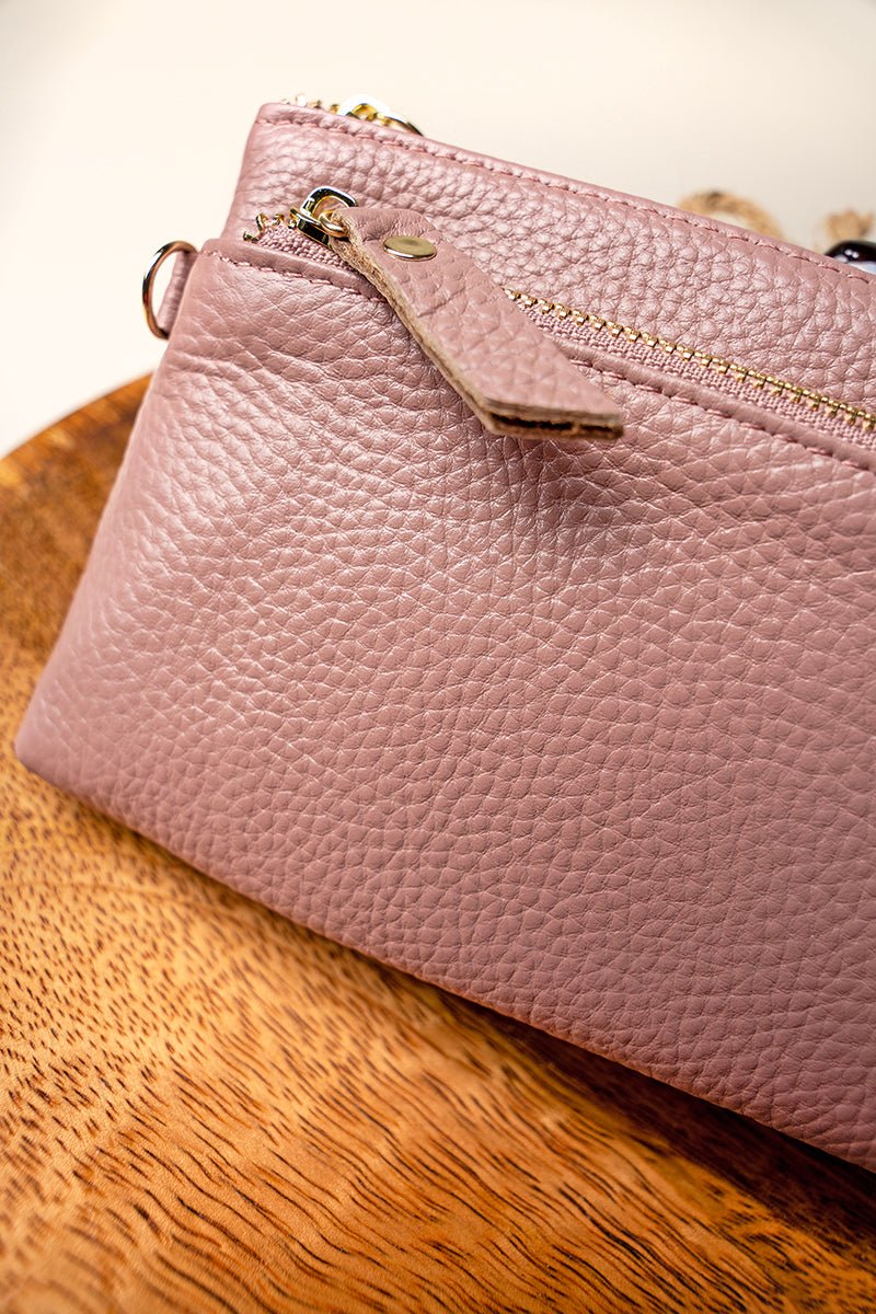 NGIL Elegant Pink Authentic Leather Renae Women's Wristlet Wallet