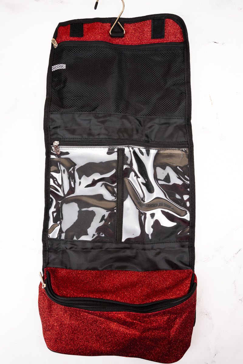 Stunning NGIL Red Glittery Roll-Up Cosmetic Travel Bag