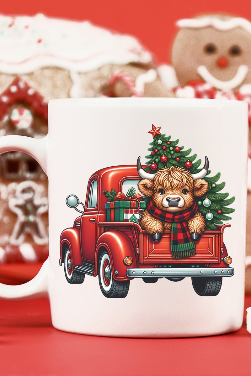 Festive Cowbell Truck-themed Christmas Decorative Ceramic Drinking Mug