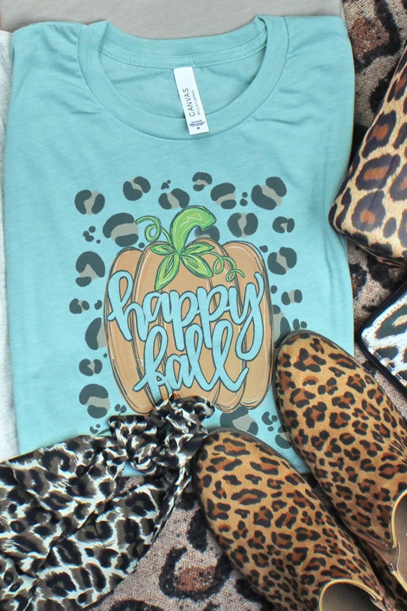 Fall Season Spots Happy Pumpkin Graphic Tri - Blend Short Sleeve T - Shirt for Unisex