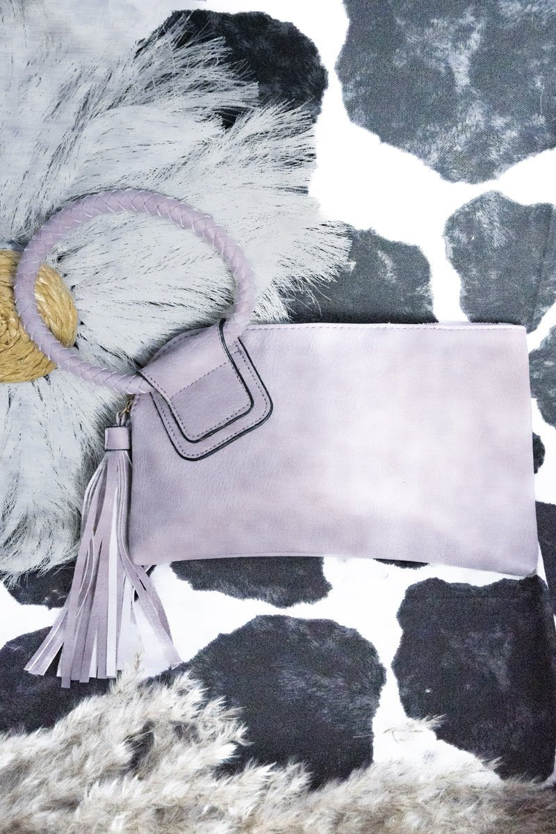 Stylish NGIL Violet Imitation Leather Bangle Wristlet Clutch Bag