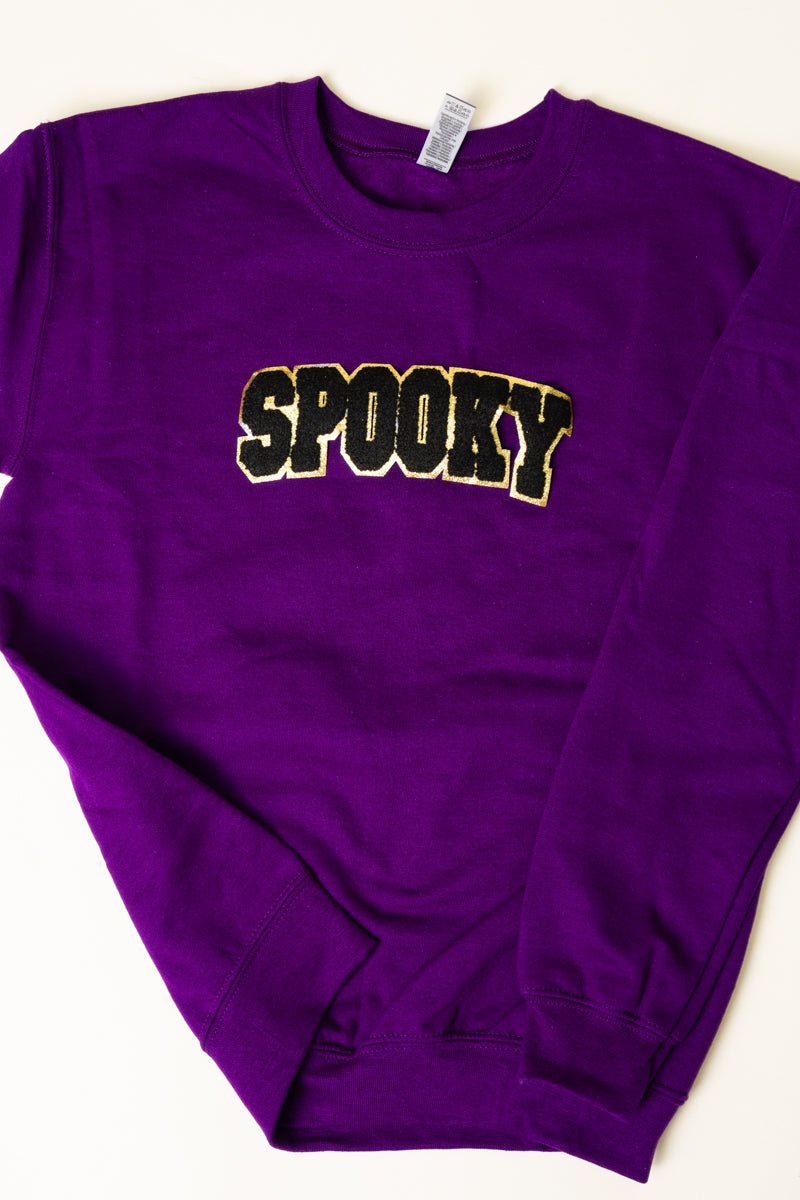 Unisex NuBlend Crew Sweatshirt with Large Spooky Chenille Patch