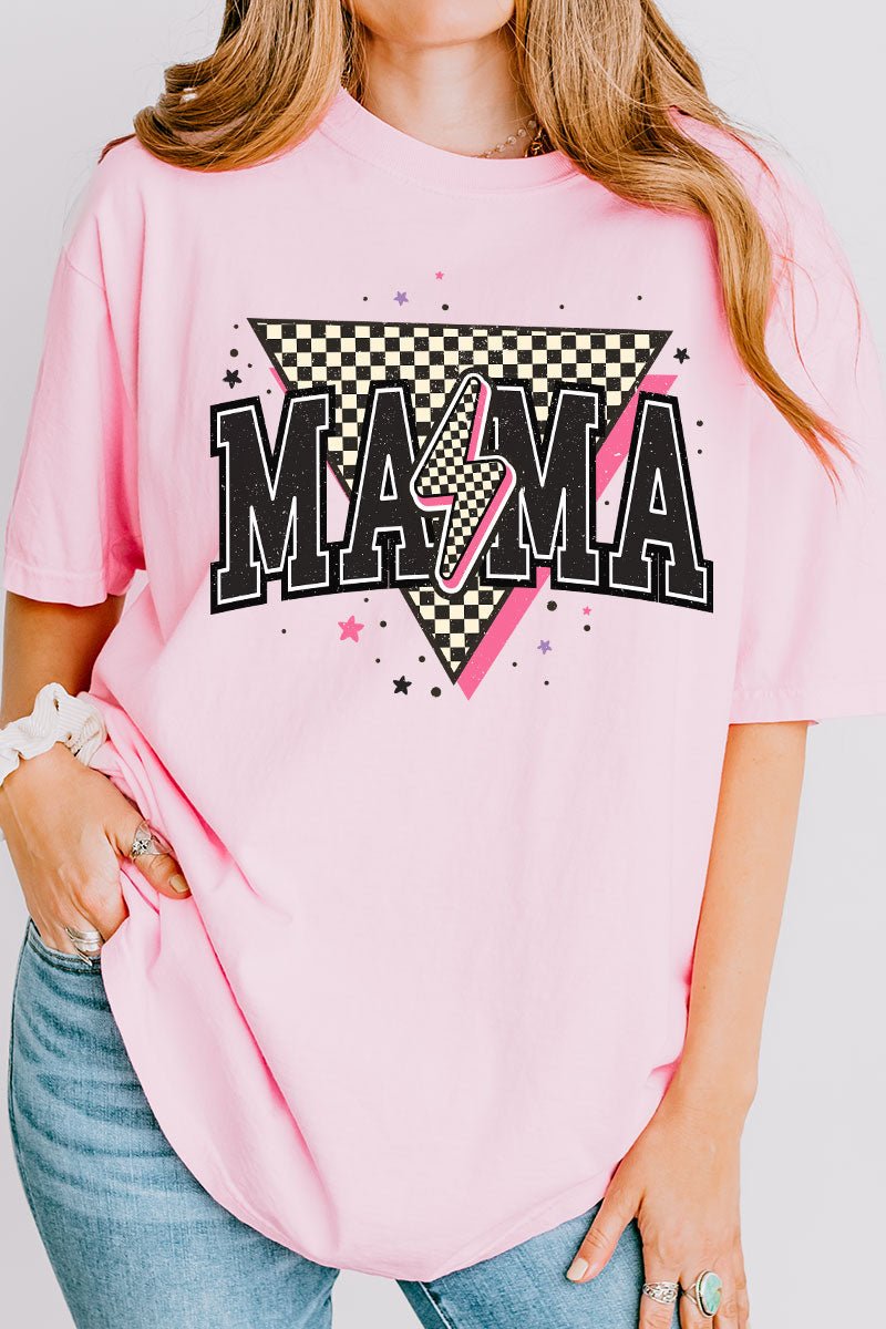 Mama Retro Lightning Bolt Comfort Colors Adult Ring-Spun Cotton Graphic T-Shirt for Ultimate Comfort