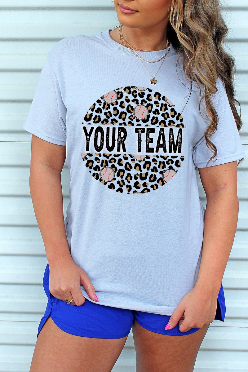 Unisex Leopard Print Baseball Themed Team Blend Graphic T-Shirt