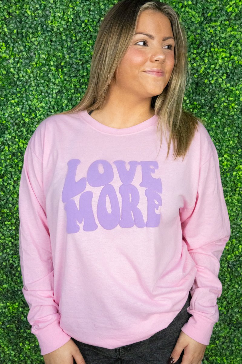 Unisex Moisture-Wicking 50/50 Long-Sleeve Tee with Love More Lavender Puff Vinyl