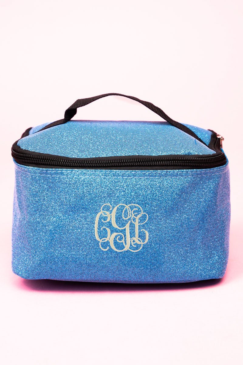 Stunning Turquoise Glittery Makeup and Essentials Case